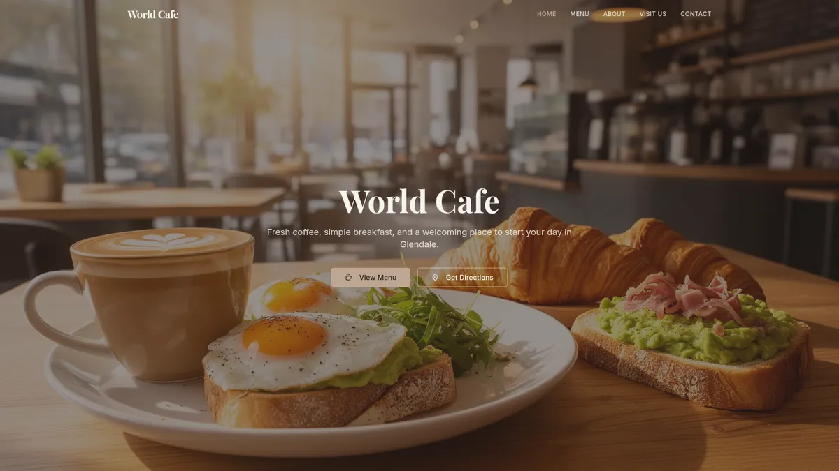 World Cafe — website design